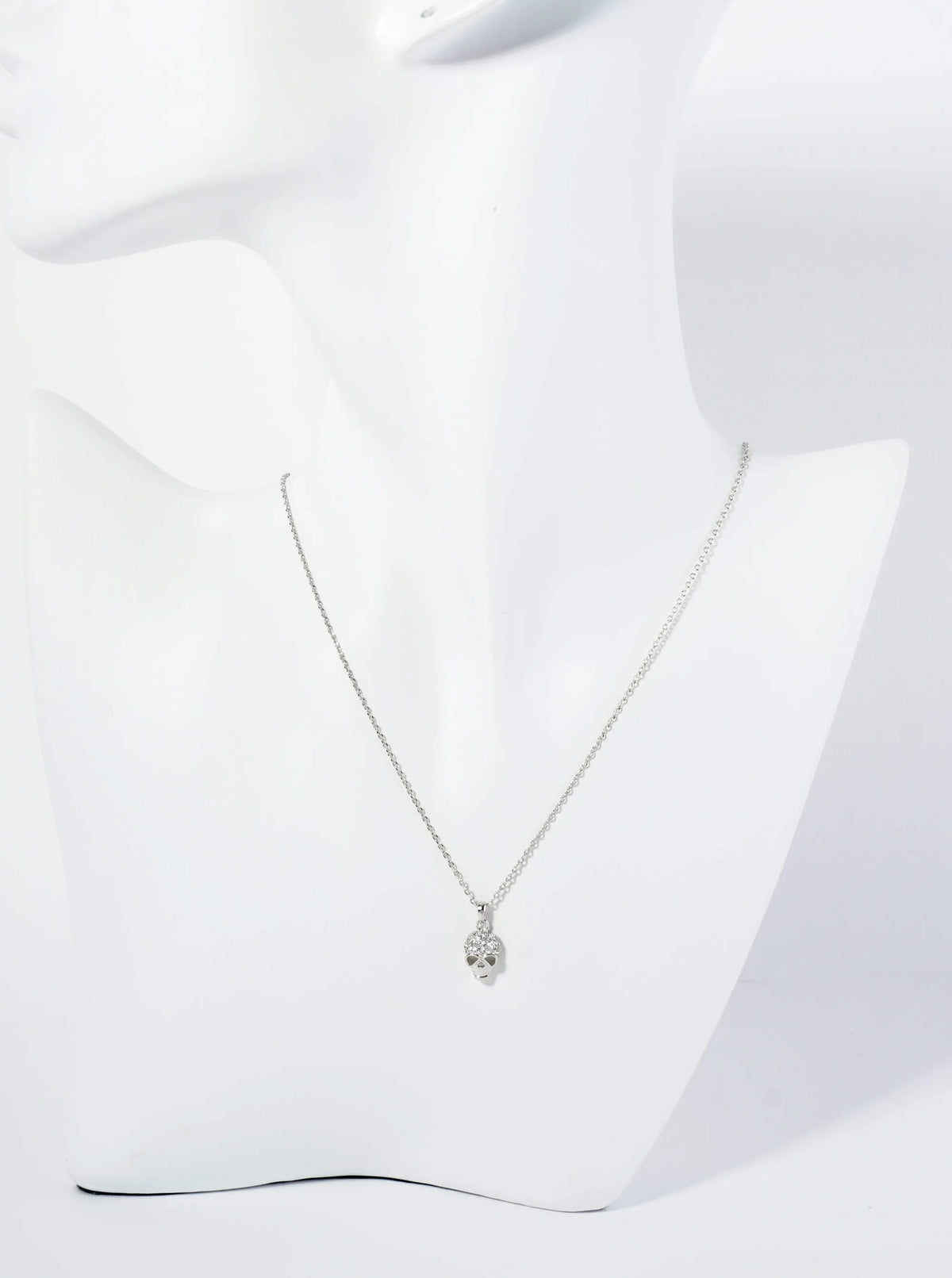 18K Gold Dipped Pave Set CZ Skull Pendant Necklace
