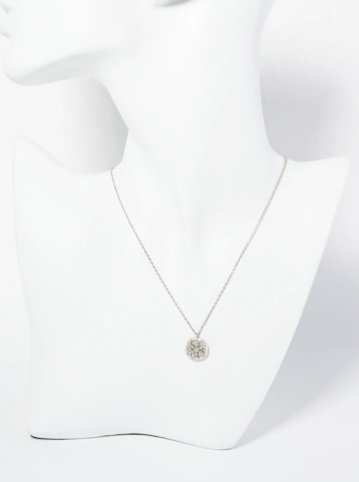 18K Gold Dipped Pave Set CZ Snowflake Pendant Necklace