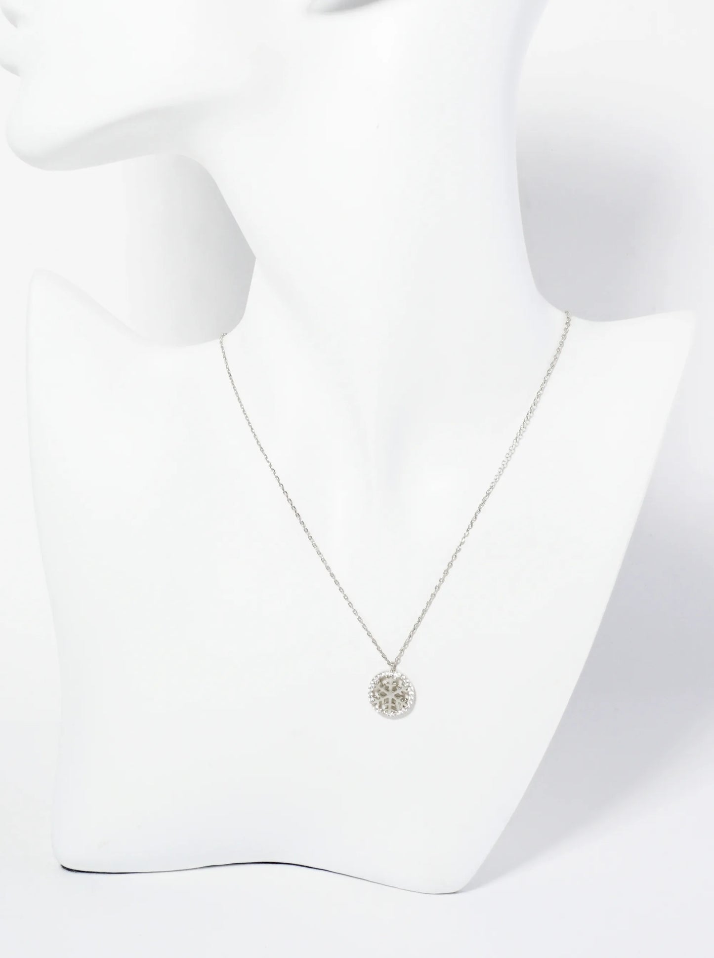 18K Gold Dipped Pave Set CZ Snowflake Pendant Necklace