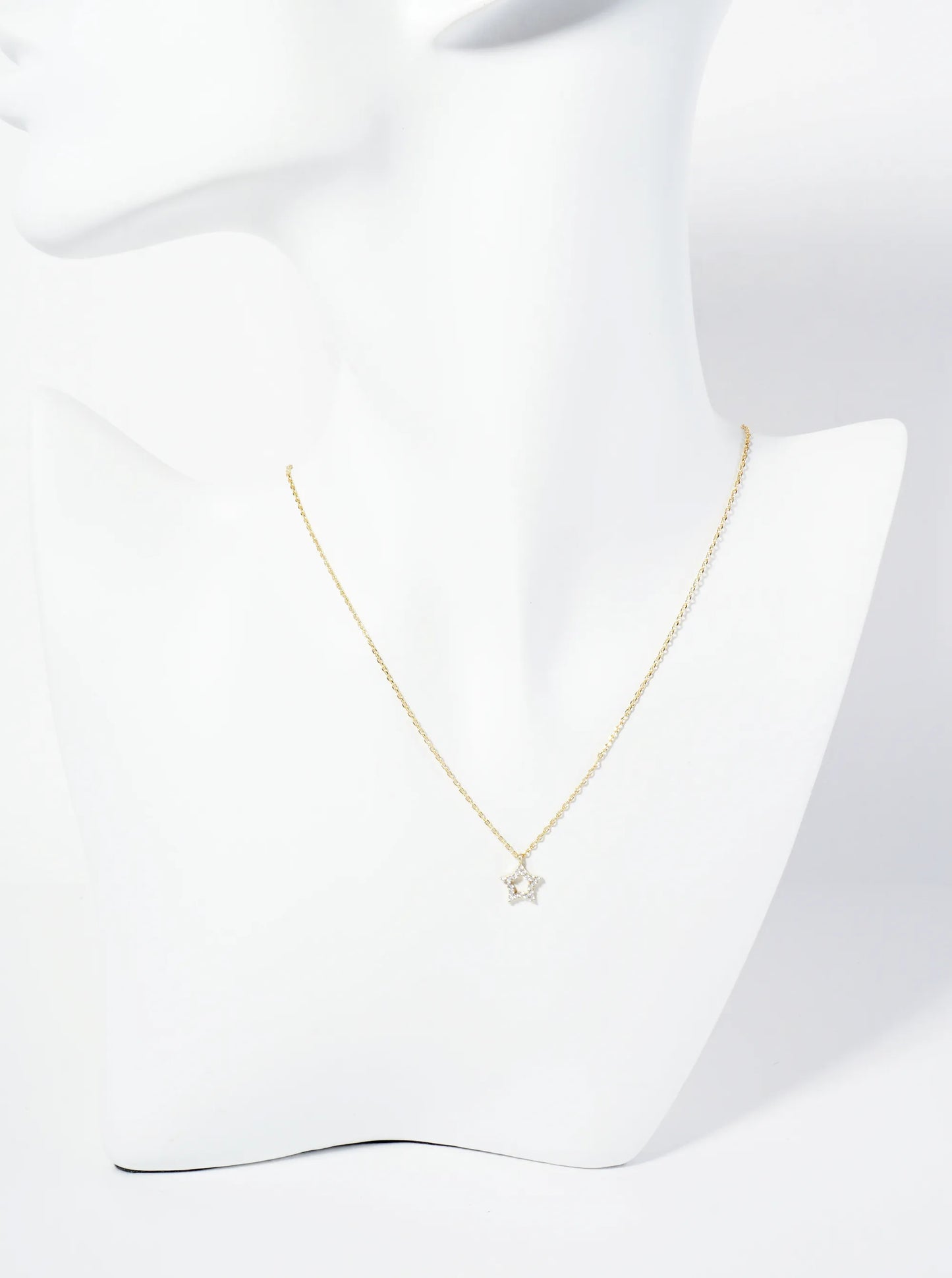 18K Gold Dipped Pave Set CZ Star Pendant Necklace
