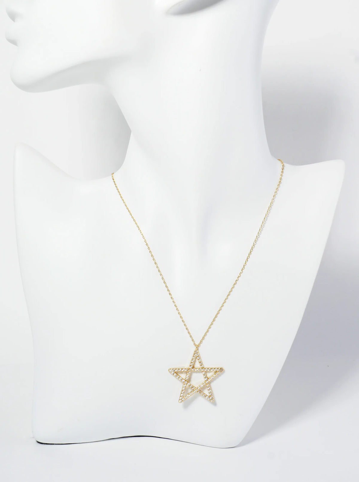 18K Gold Dipped Pave Set CZ Star Pendant Necklace