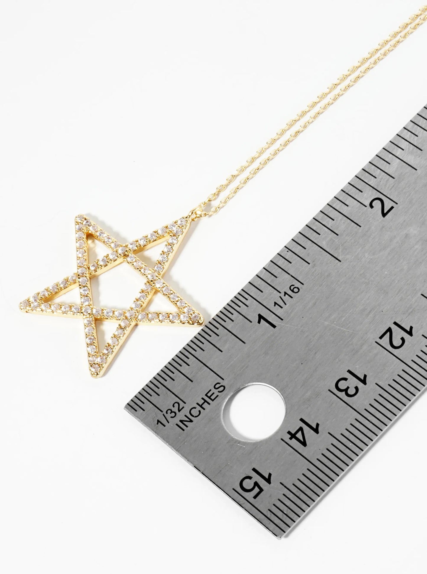 18K Gold Dipped Pave Set CZ Star Pendant Necklace