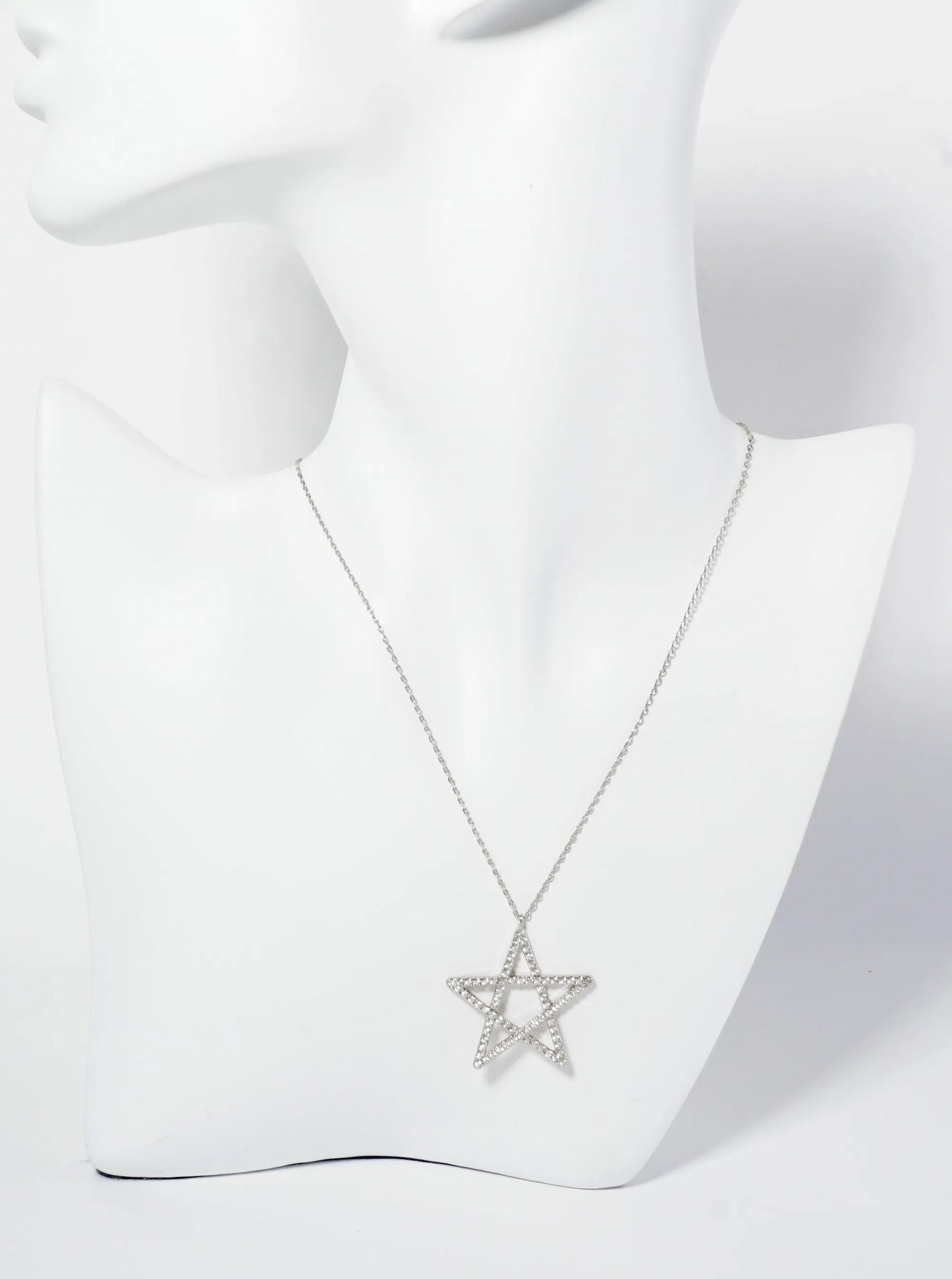 18K Gold Dipped Pave Set CZ Star Pendant Necklace