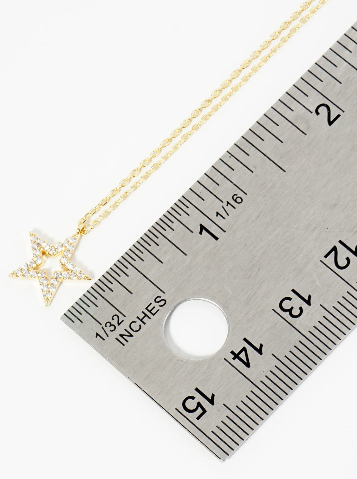 18K Gold Dipped Pave Set CZ Star Pendant Necklace