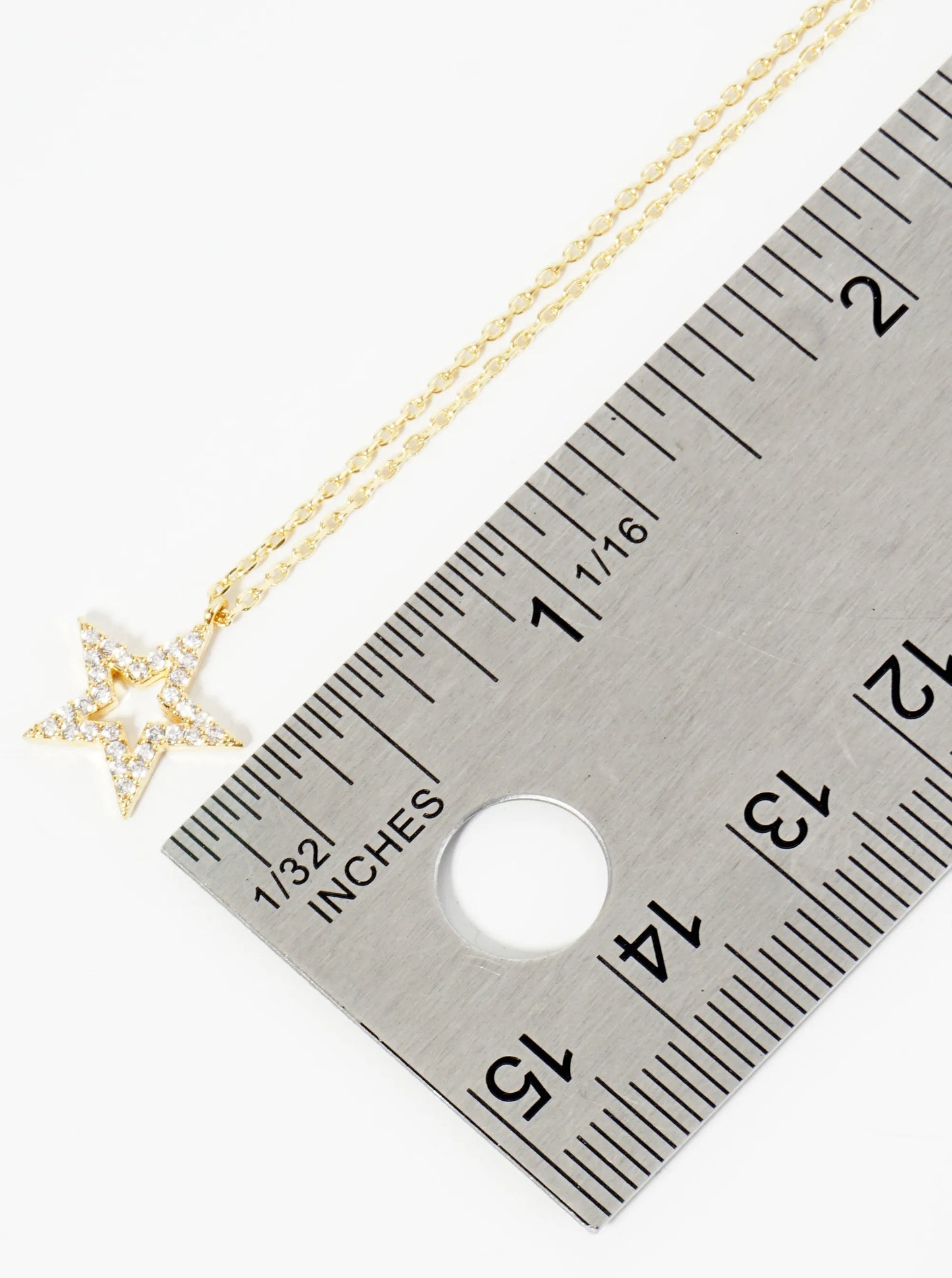 18K Gold Dipped Pave Set CZ Star Pendant Necklace