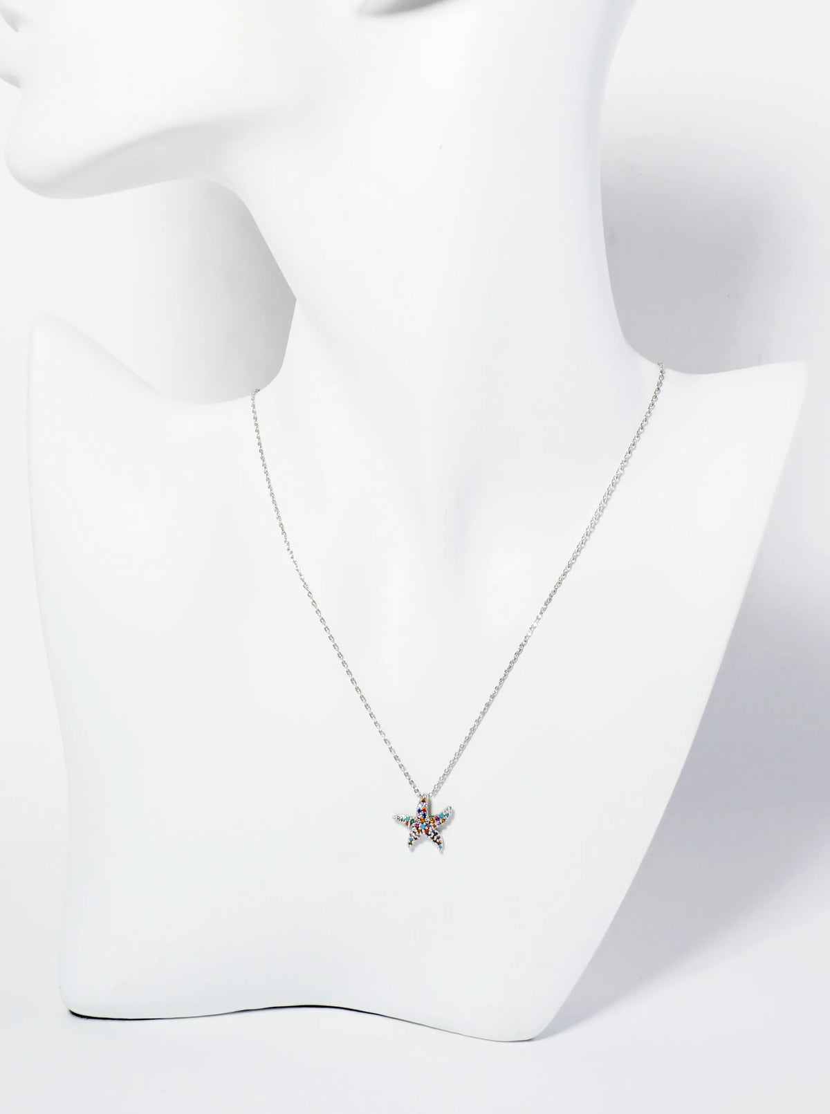 18K Gold Dipped Pave Set CZ Starfish Sea Star Pendant Necklace