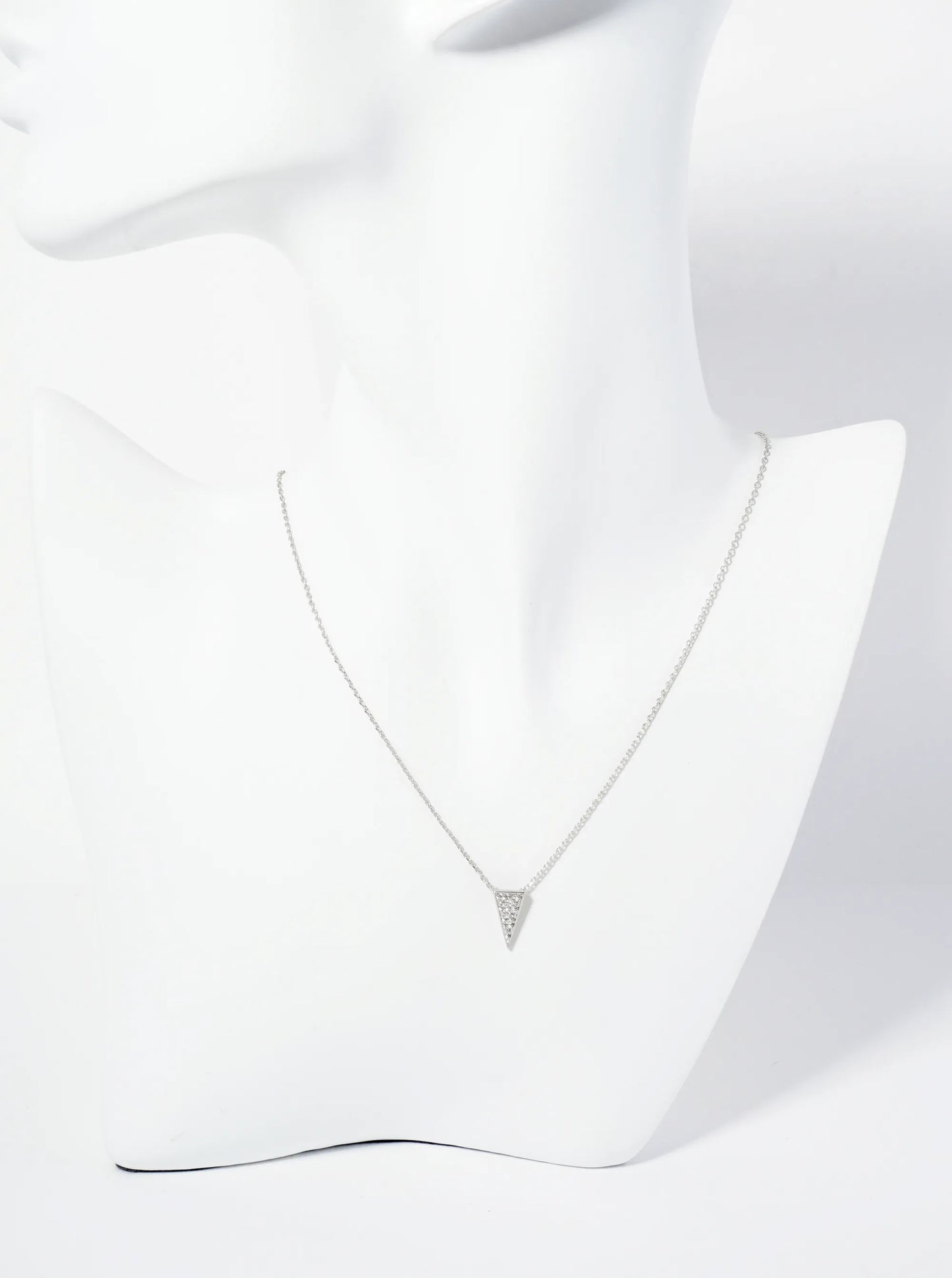 18K Gold Dipped Pave Set CZ Upside Down Triangle Pendant Necklace
