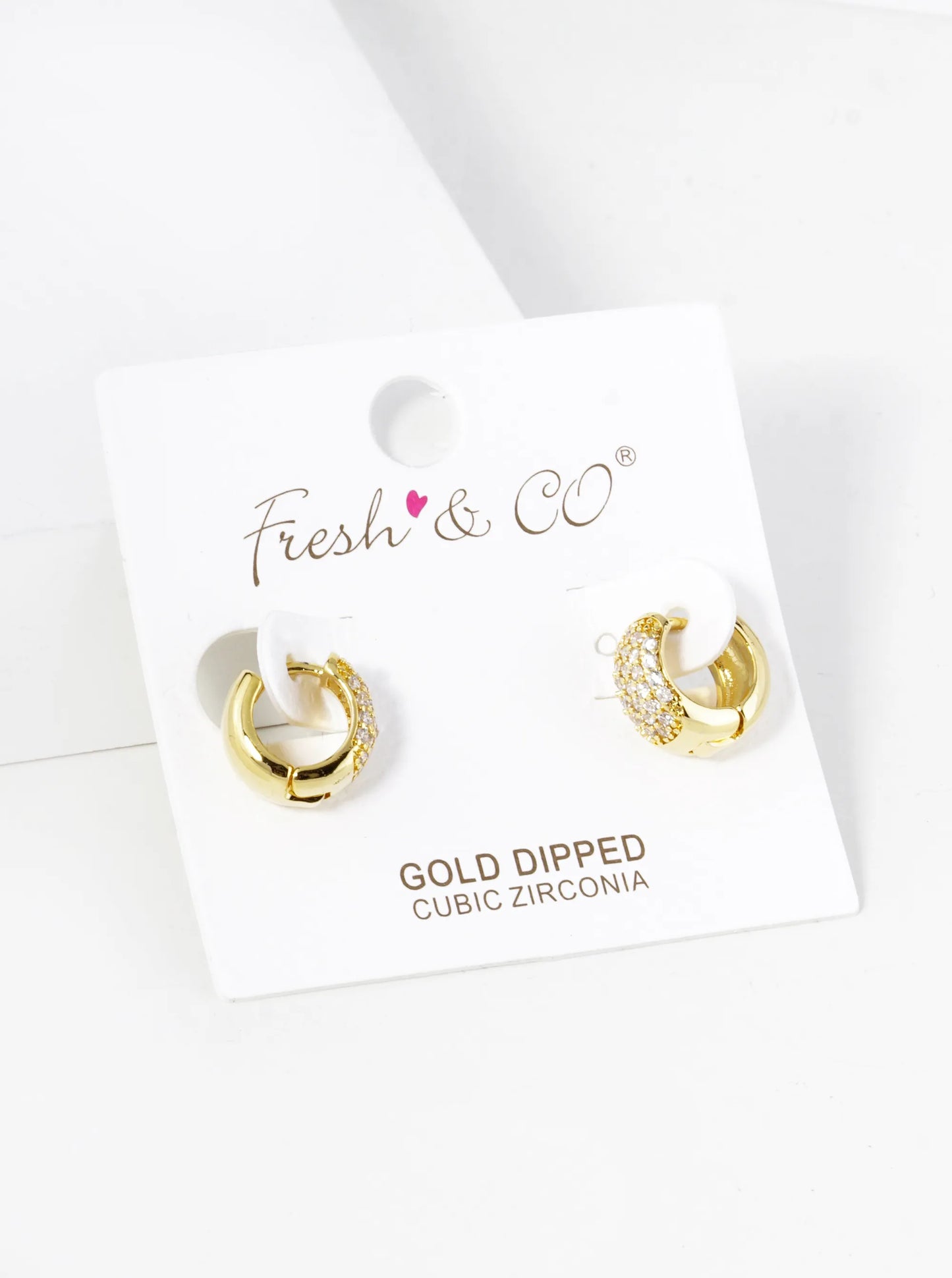 18K Gold Dipped Pave Set Cubic Zirconia 10mm Bold Huggie Hoop Earrings