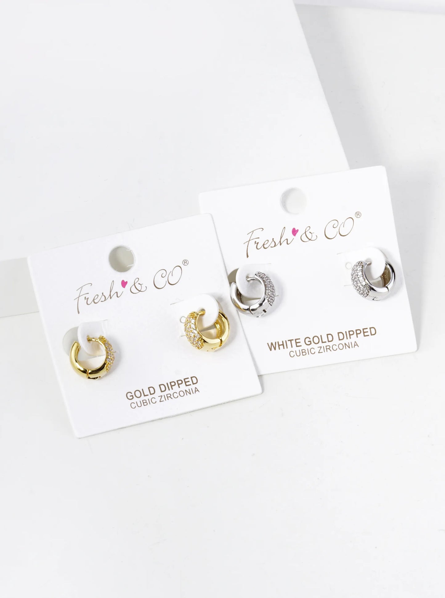 18K Gold Dipped Pave Set Cubic Zirconia 10mm Bold Huggie Hoop Earrings