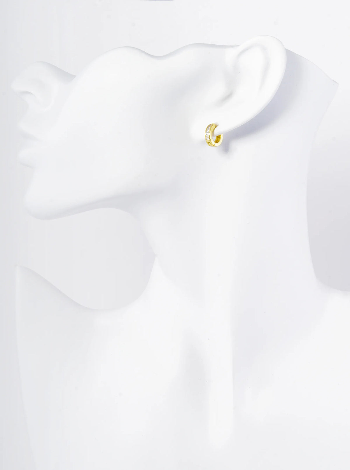 18K Gold Dipped Pave Set Cubic Zirconia 10mm Huggie Hoop Earrings
