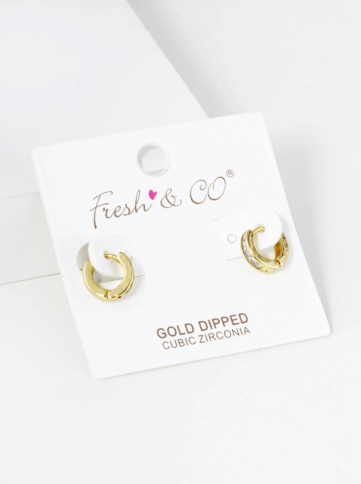 18K Gold Dipped Pave Set Cubic Zirconia 10mm Huggie Hoop Earrings