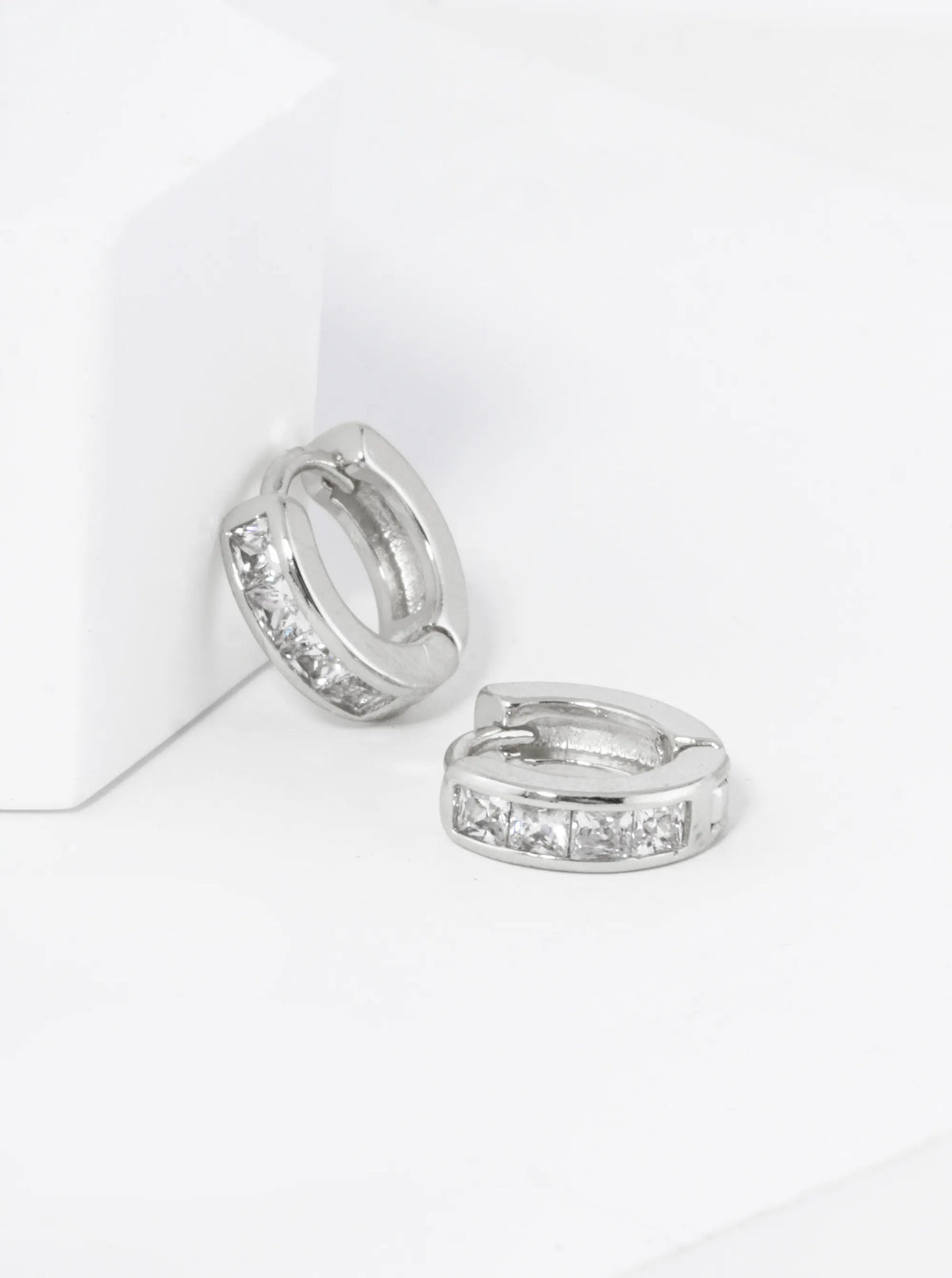 18K Gold Dipped Pave Set Cubic Zirconia 10mm Huggie Hoop Earrings