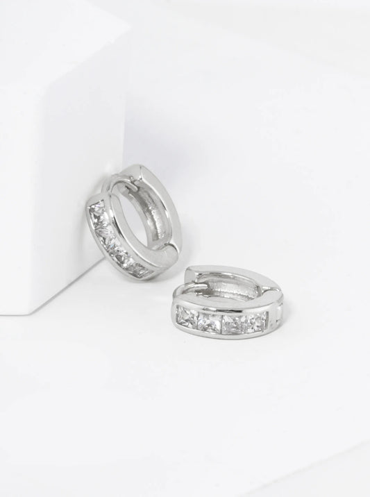 18K Gold Dipped Pave Set Cubic Zirconia 10mm Huggie Hoop Earrings