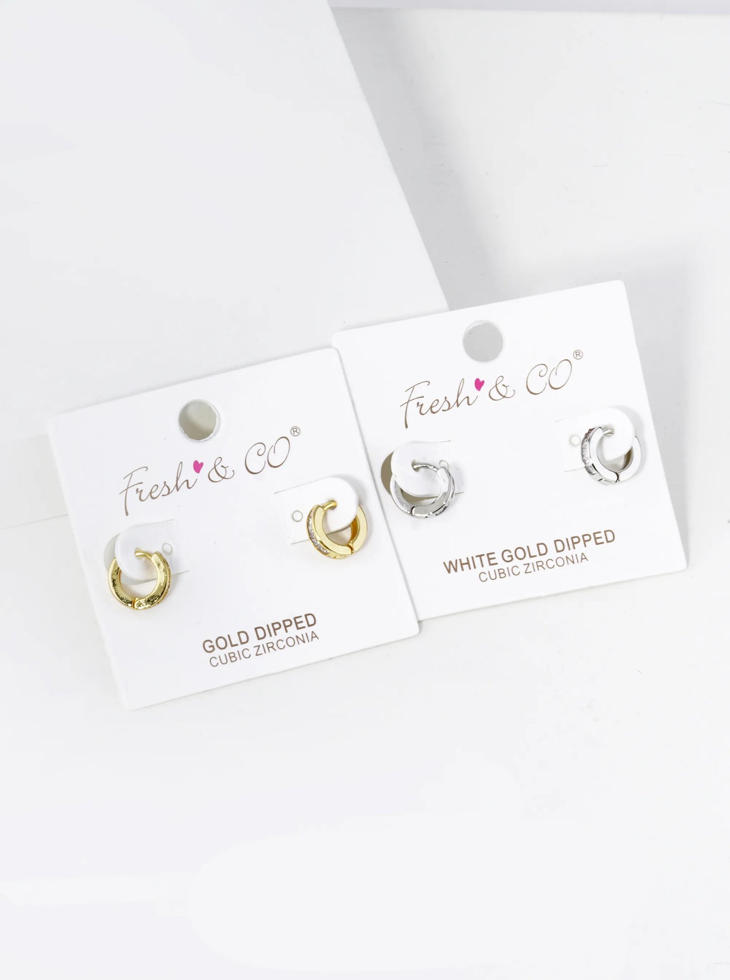 18K Gold Dipped Pave Set Cubic Zirconia 10mm Huggie Hoop Earrings