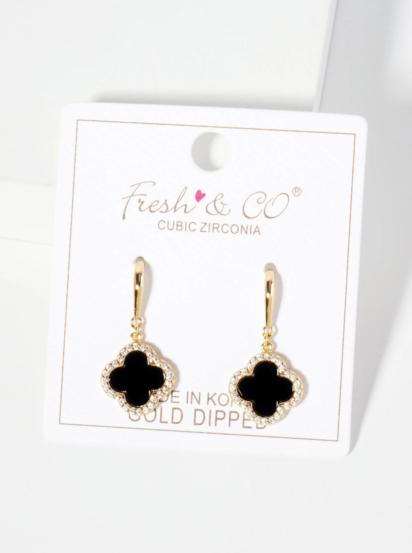 18K-Gold-Dipped Pave-Set Cubic-Zirconia 12mm Quatrefoil Drop Dangle Earrings