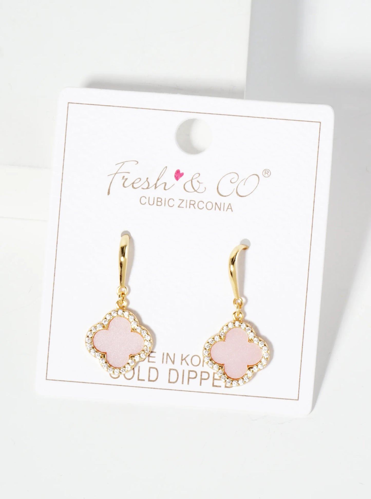 18K-Gold-Dipped Pave-Set Cubic-Zirconia 12mm Quatrefoil Drop Dangle Earrings