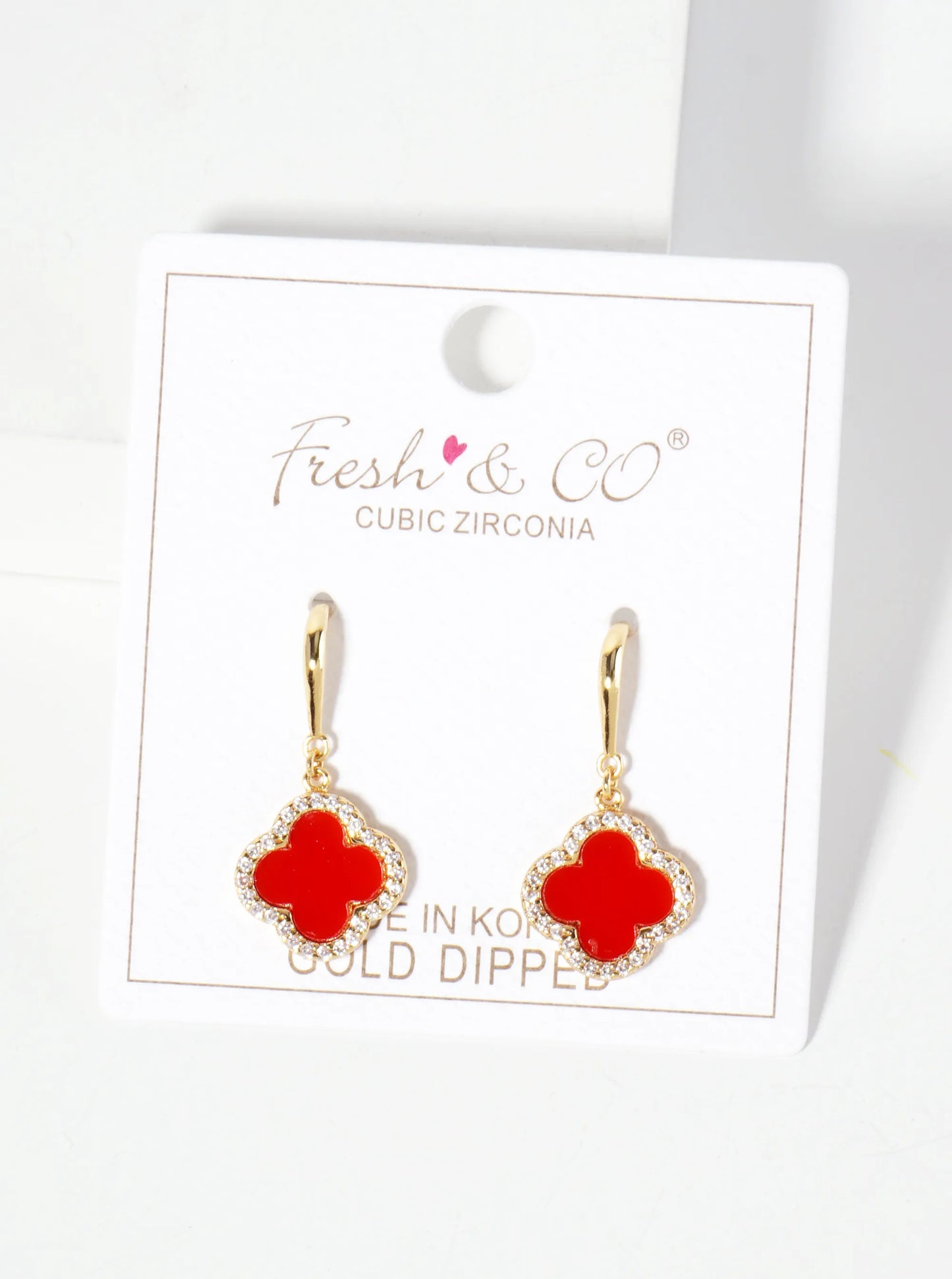 18K-Gold-Dipped Pave-Set Cubic-Zirconia 12mm Quatrefoil Drop Dangle Earrings
