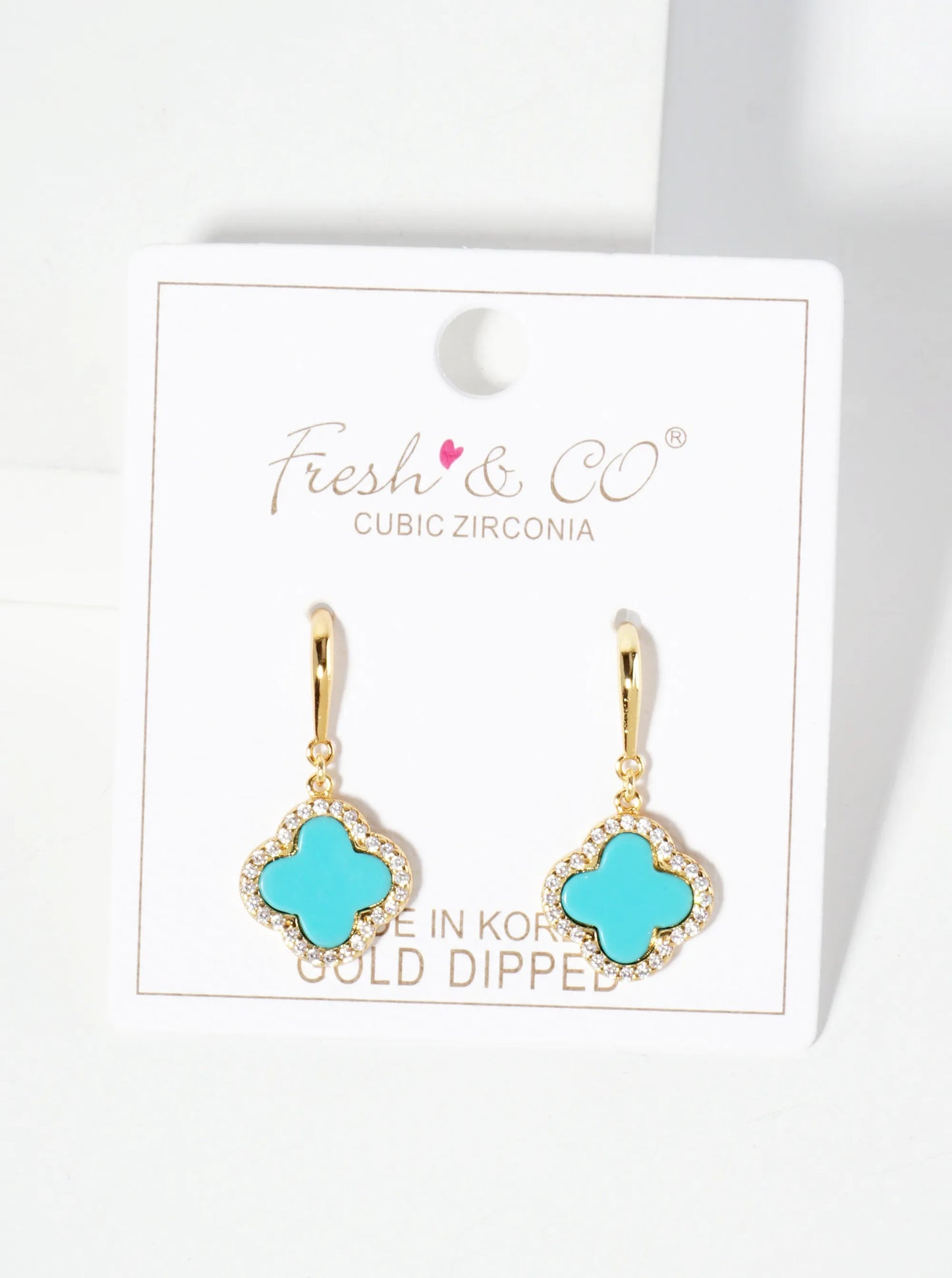 18K-Gold-Dipped Pave-Set Cubic-Zirconia 12mm Quatrefoil Drop Dangle Earrings