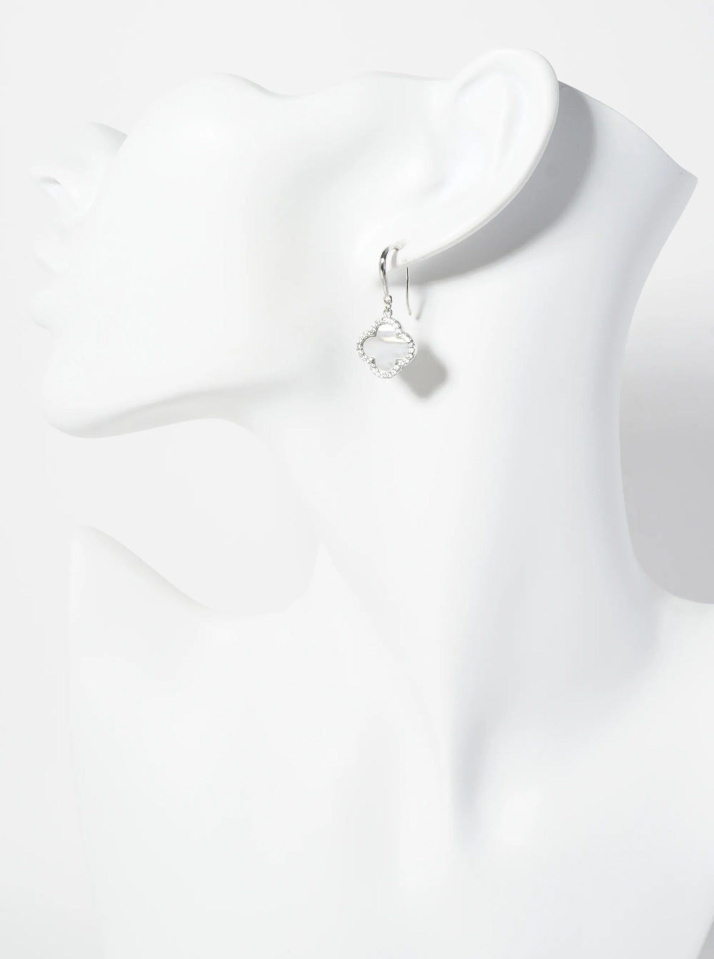 18K-Gold-Dipped Pave-Set Cubic-Zirconia 12mm Quatrefoil Drop Dangle Earrings