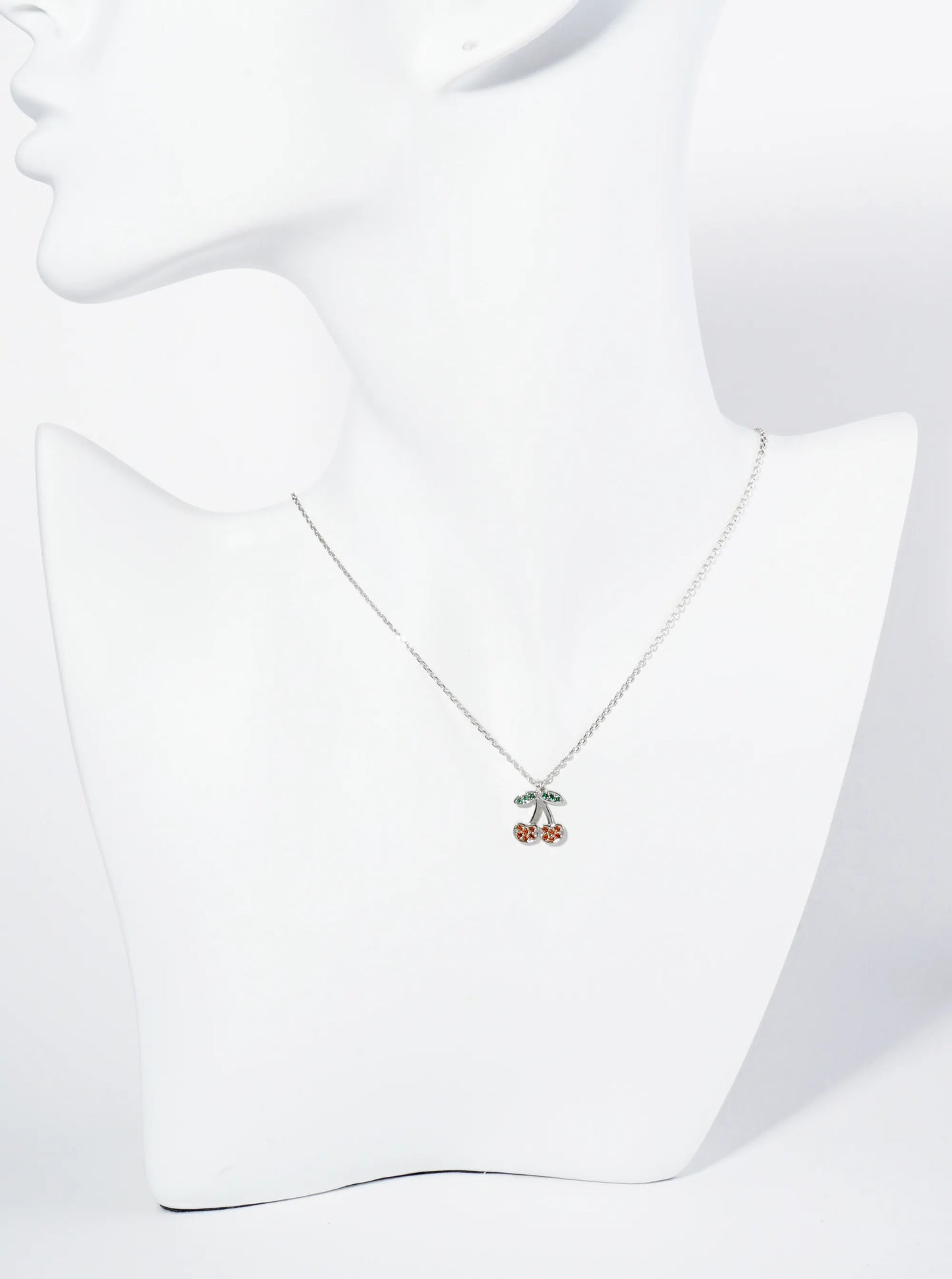 18K Gold Dipped Pave Set Cubic Zirconia Cherry Pendant Necklace