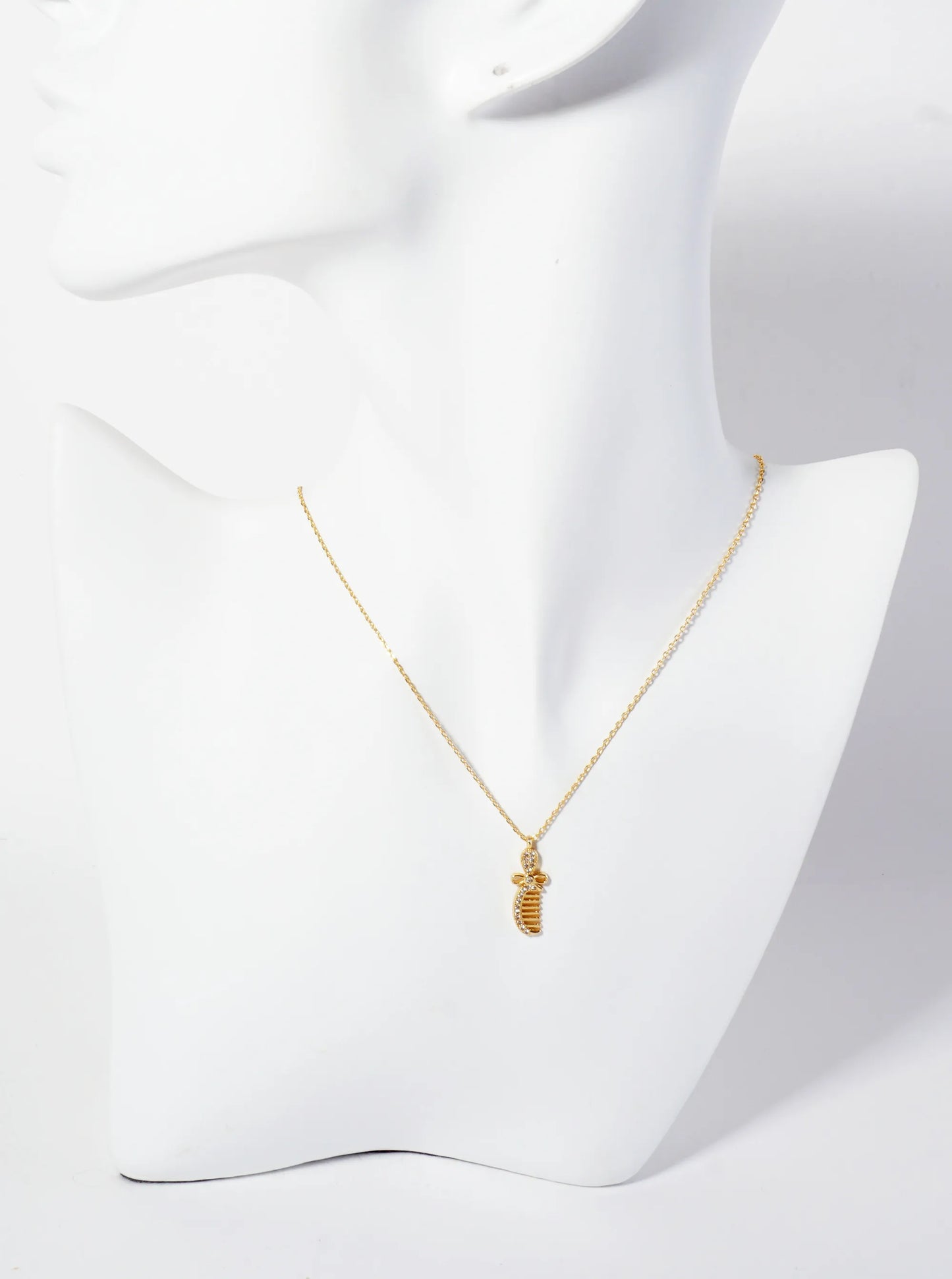 18K-Gold-Dipped Pave-Set Cubic-Zirconia Comb Pendant Necklace