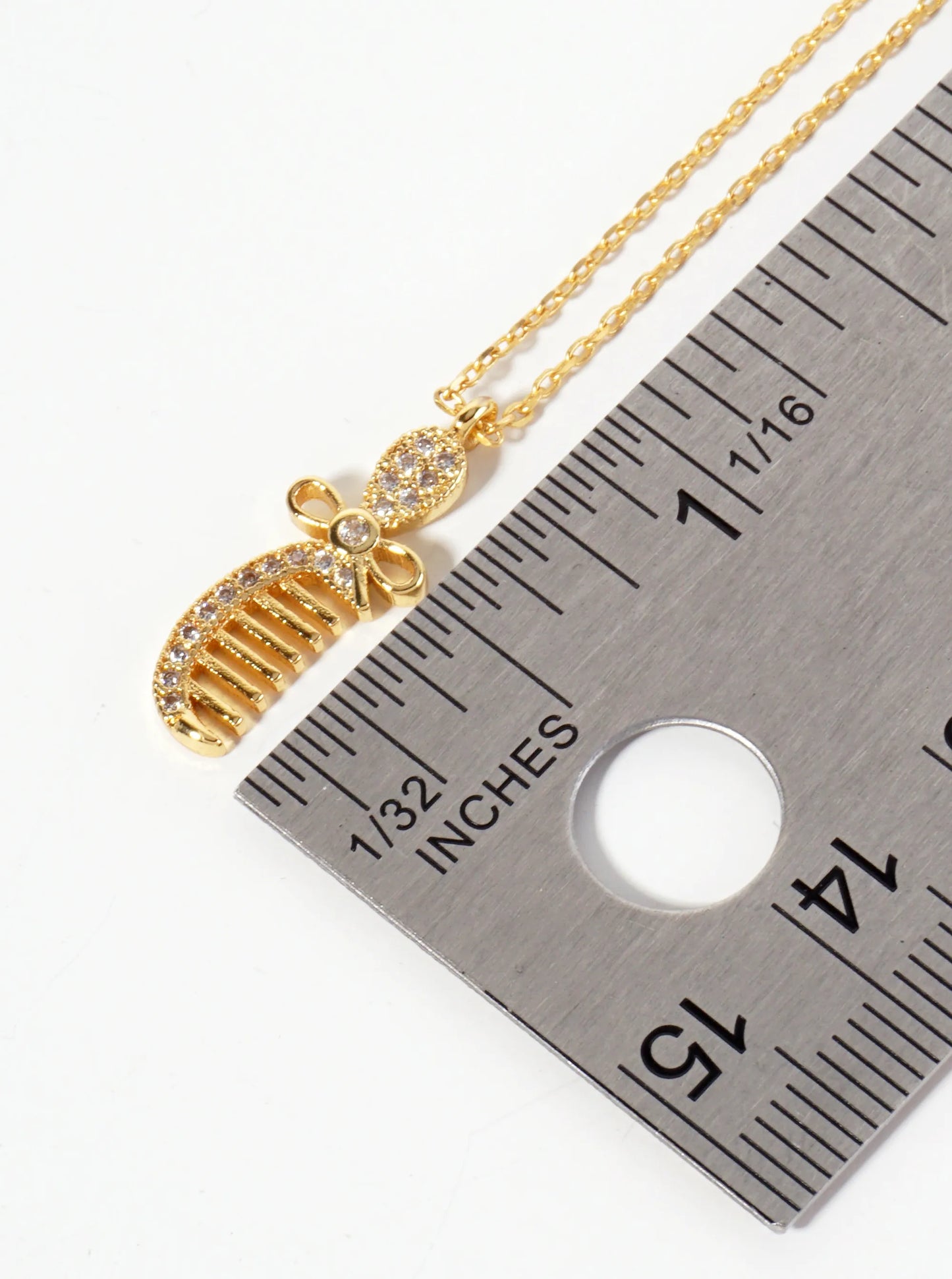 18K-Gold-Dipped Pave-Set Cubic-Zirconia Comb Pendant Necklace