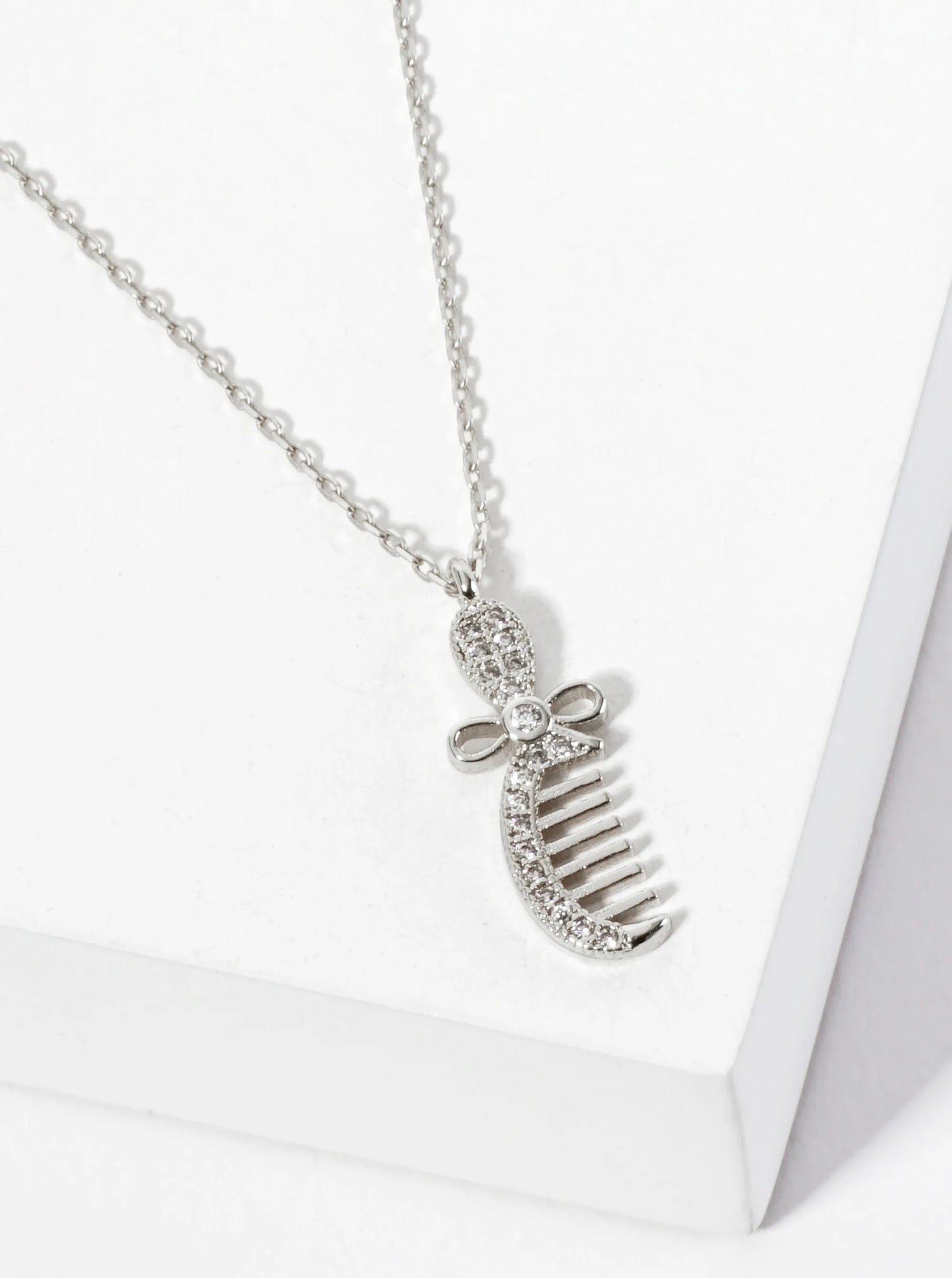 18K-Gold-Dipped Pave-Set Cubic-Zirconia Comb Pendant Necklace