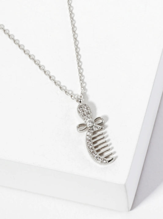 18K-Gold-Dipped Pave-Set Cubic-Zirconia Comb Pendant Necklace