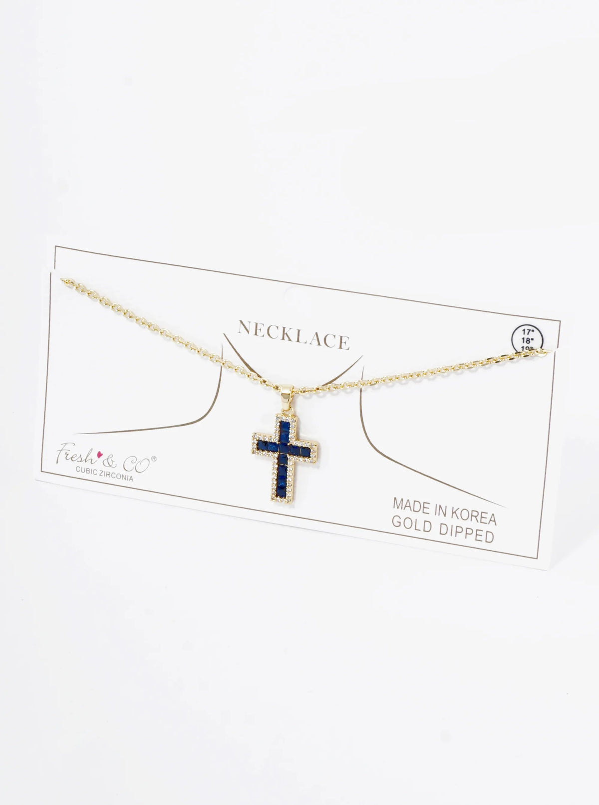 18K Gold Dipped Pave Set Cubic Zirconia Cross Pendant Necklace