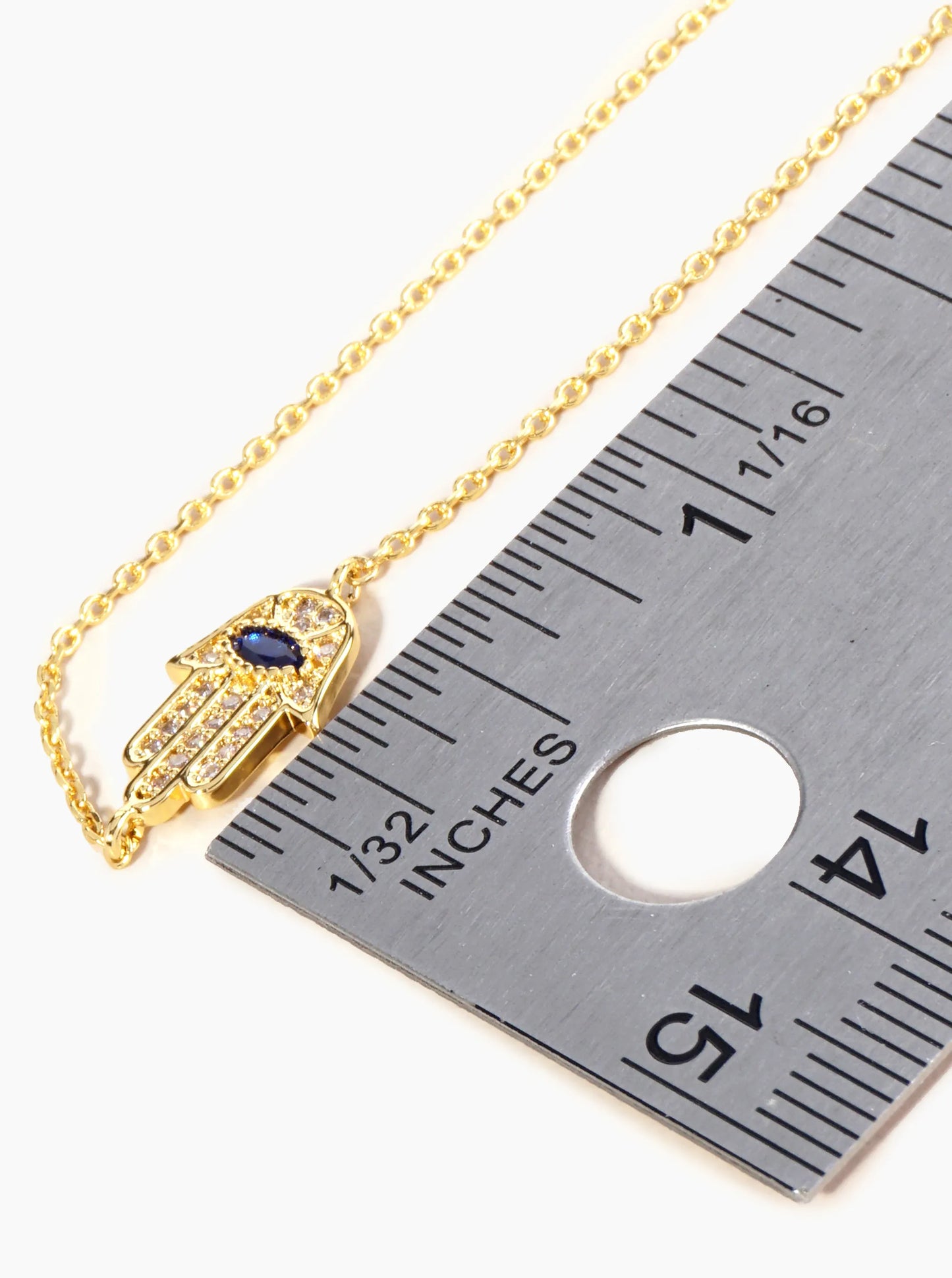 18K Gold Dipped Pave Set Cubic Zirconia Hamsa Chain Anklet