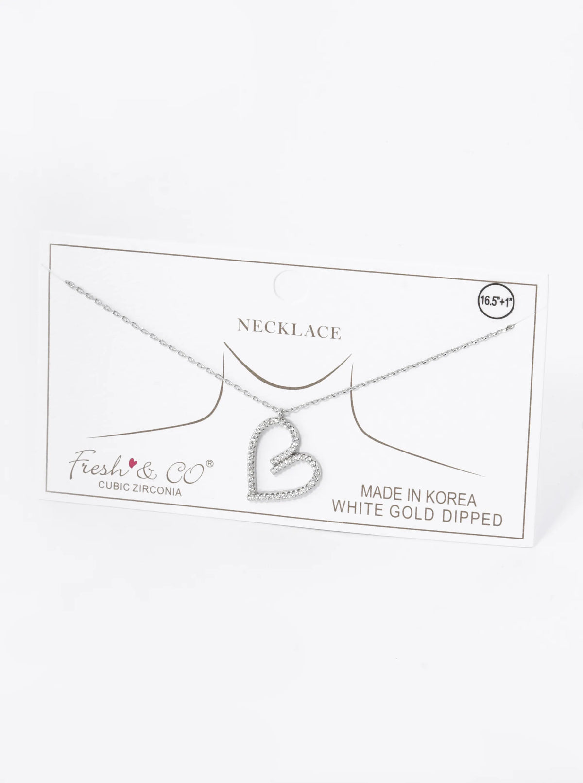 18K Gold Dipped Pave Set Cubic Zirconia Heart Pendant Necklace