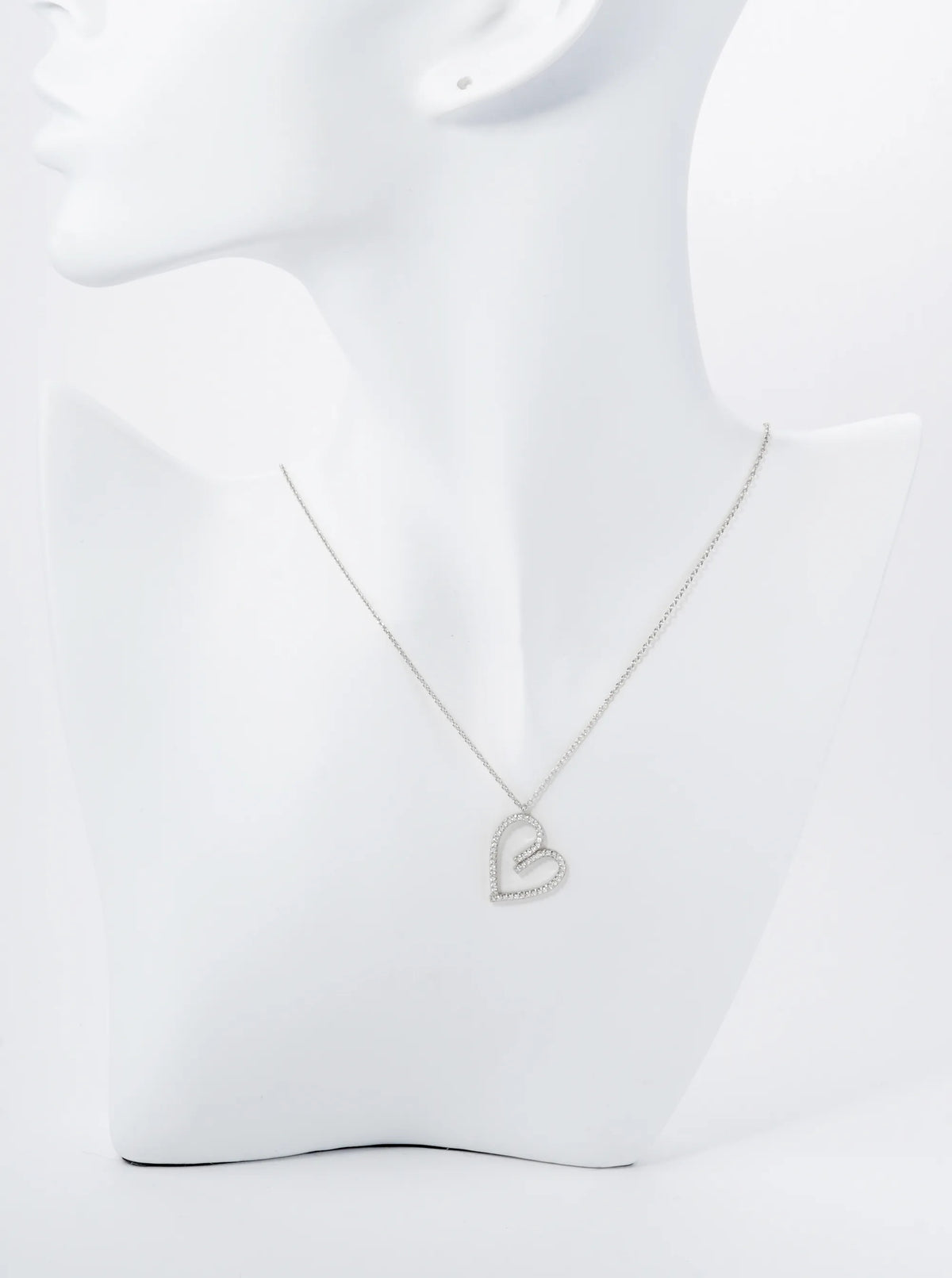 18K Gold Dipped Pave Set Cubic Zirconia Heart Pendant Necklace