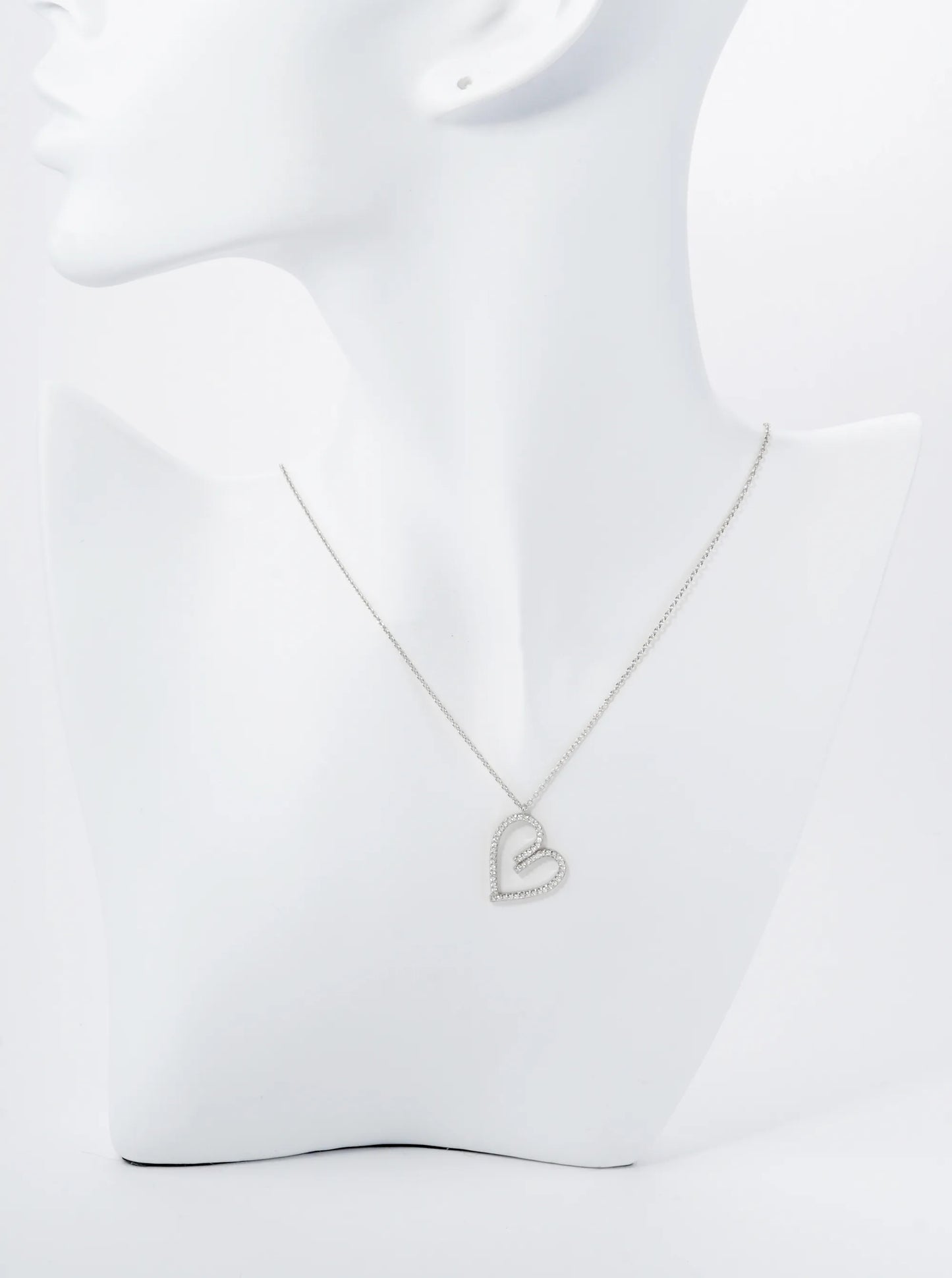 18K Gold Dipped Pave Set Cubic Zirconia Heart Pendant Necklace