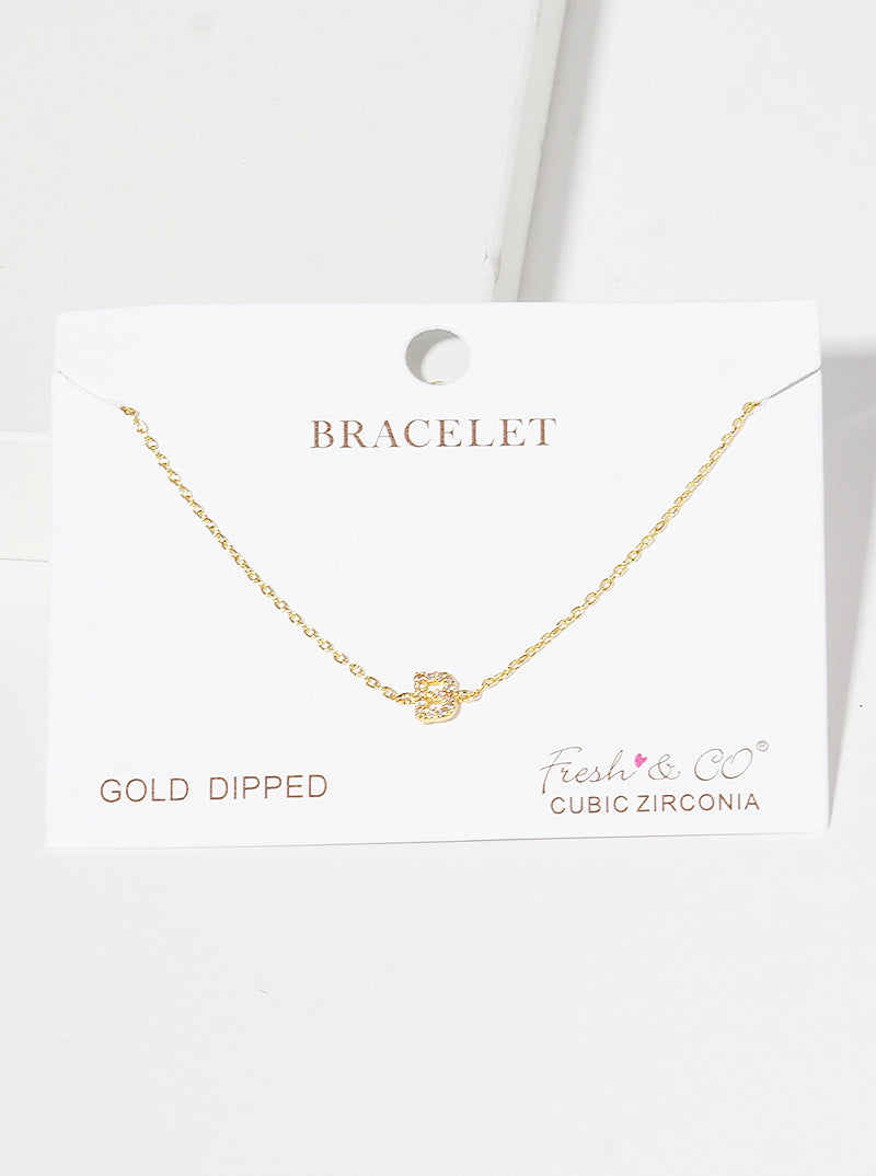 18K Gold Dipped Pave Set Cubic Zirconia Initial Bracelet