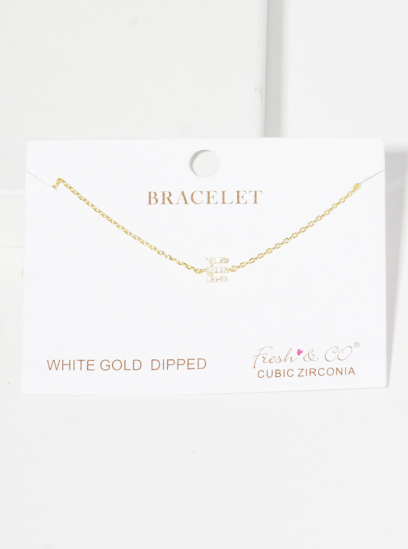 18K Gold Dipped Pave Set Cubic Zirconia Initial Bracelet