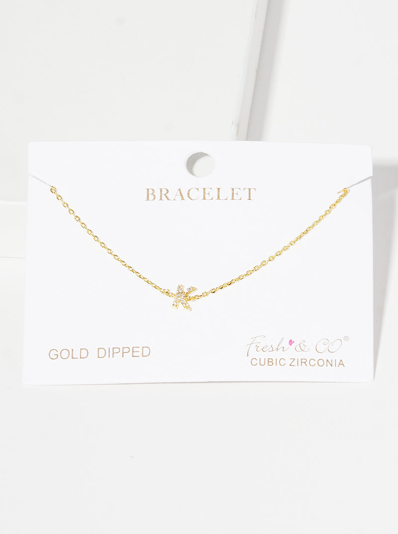 18K Gold Dipped Pave Set Cubic Zirconia Initial Bracelet
