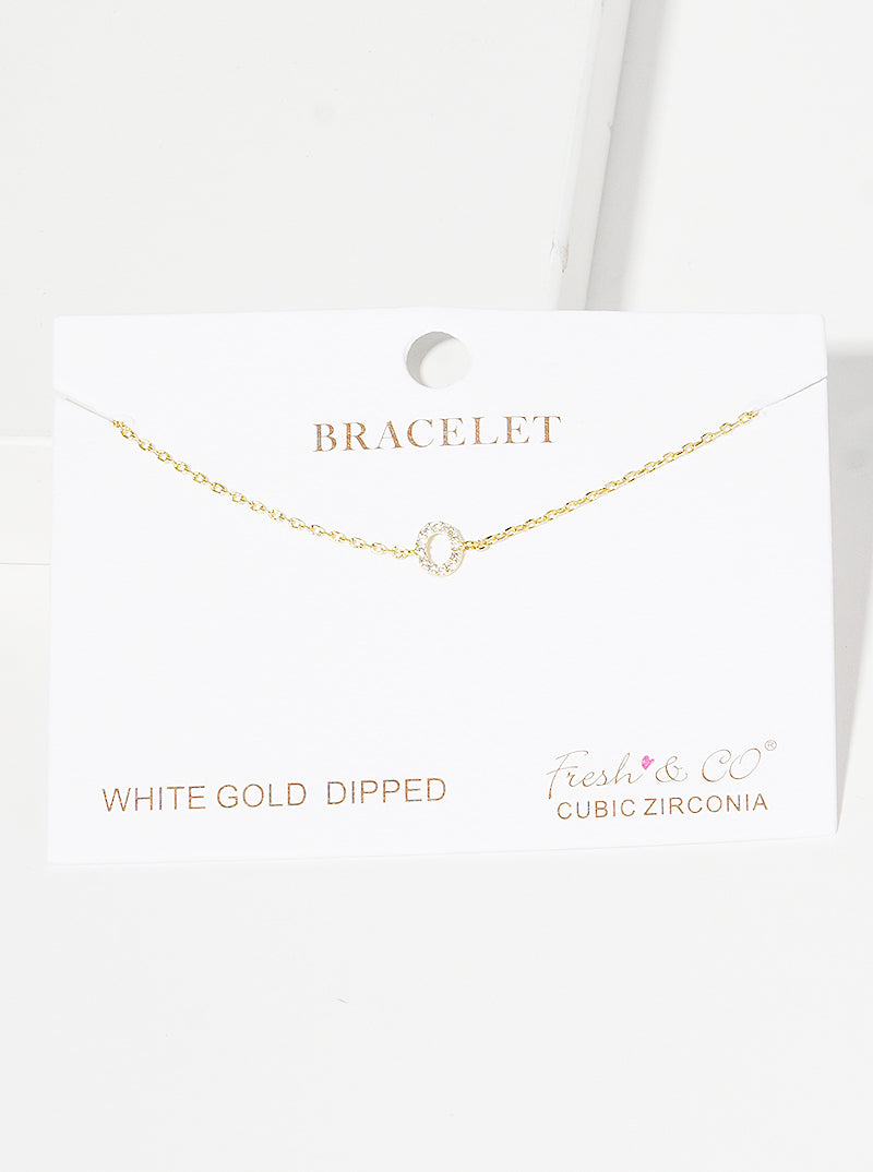 18K Gold Dipped Pave Set Cubic Zirconia Initial Bracelet
