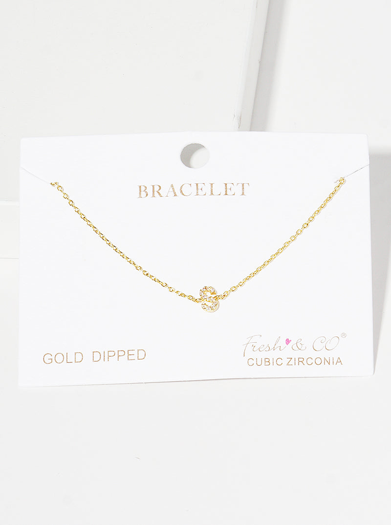 18K Gold Dipped Pave Set Cubic Zirconia Initial Bracelet