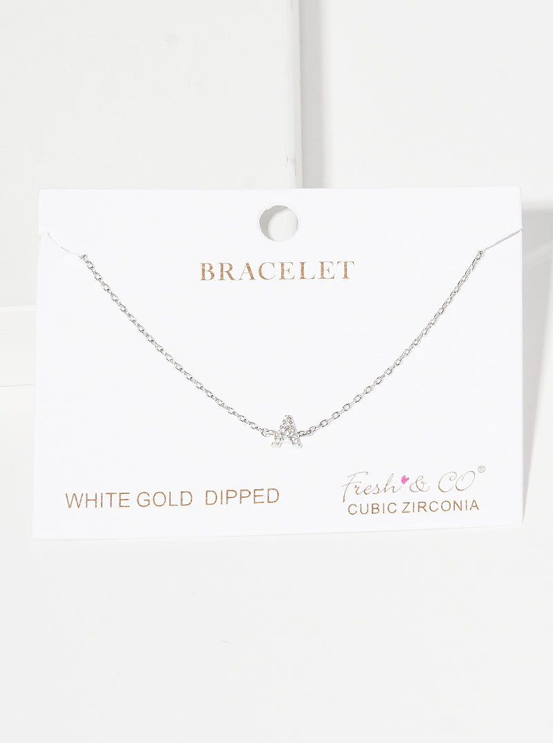 18K Gold Dipped Pave Set Cubic Zirconia Initial Bracelet