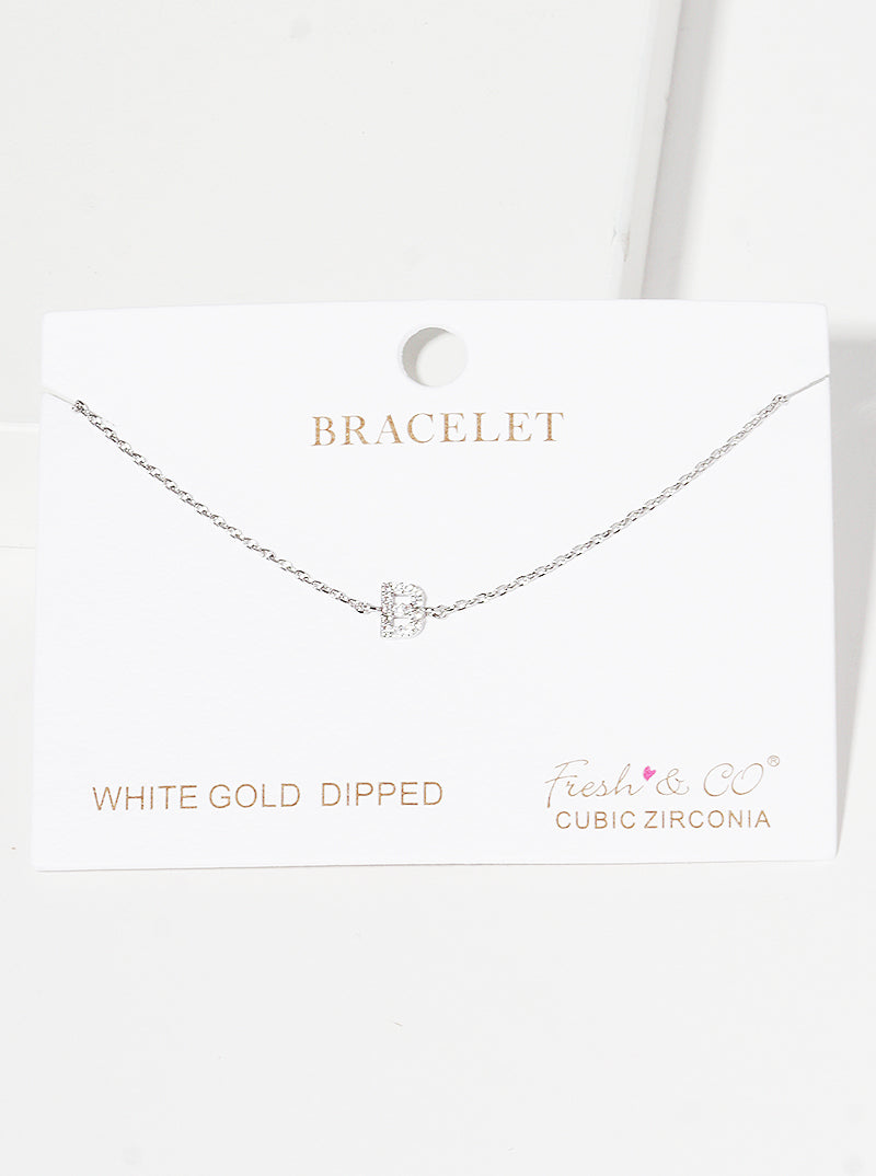 18K Gold Dipped Pave Set Cubic Zirconia Initial Bracelet