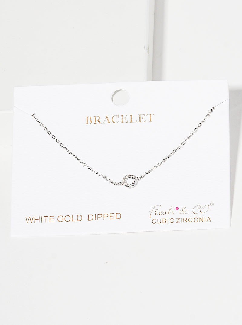 18K Gold Dipped Pave Set Cubic Zirconia Initial Bracelet