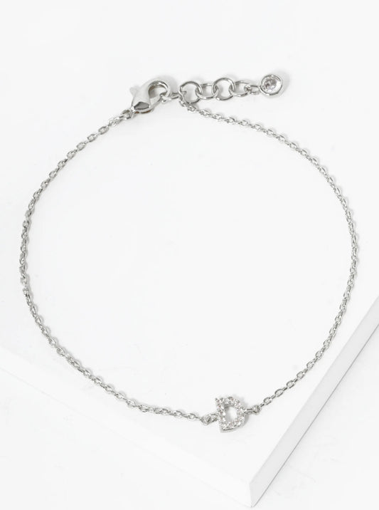 18K Gold Dipped Pave Set Cubic Zirconia Initial Bracelet