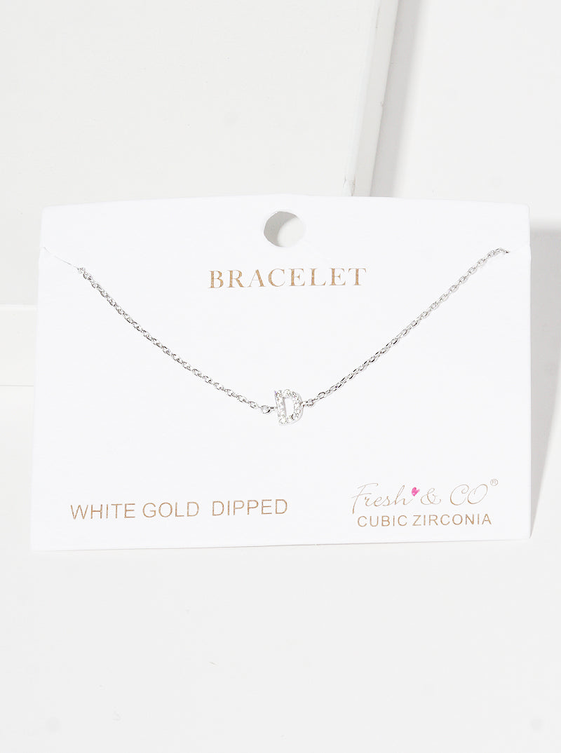 18K Gold Dipped Pave Set Cubic Zirconia Initial Bracelet