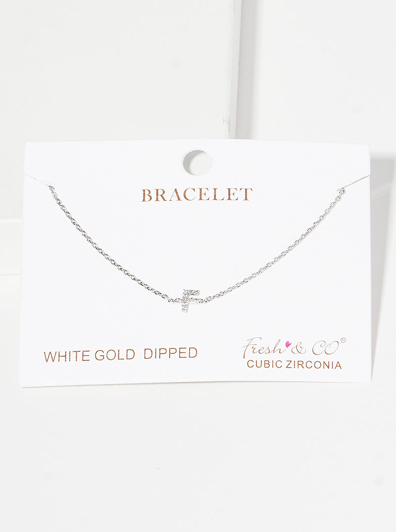 18K Gold Dipped Pave Set Cubic Zirconia Initial Bracelet