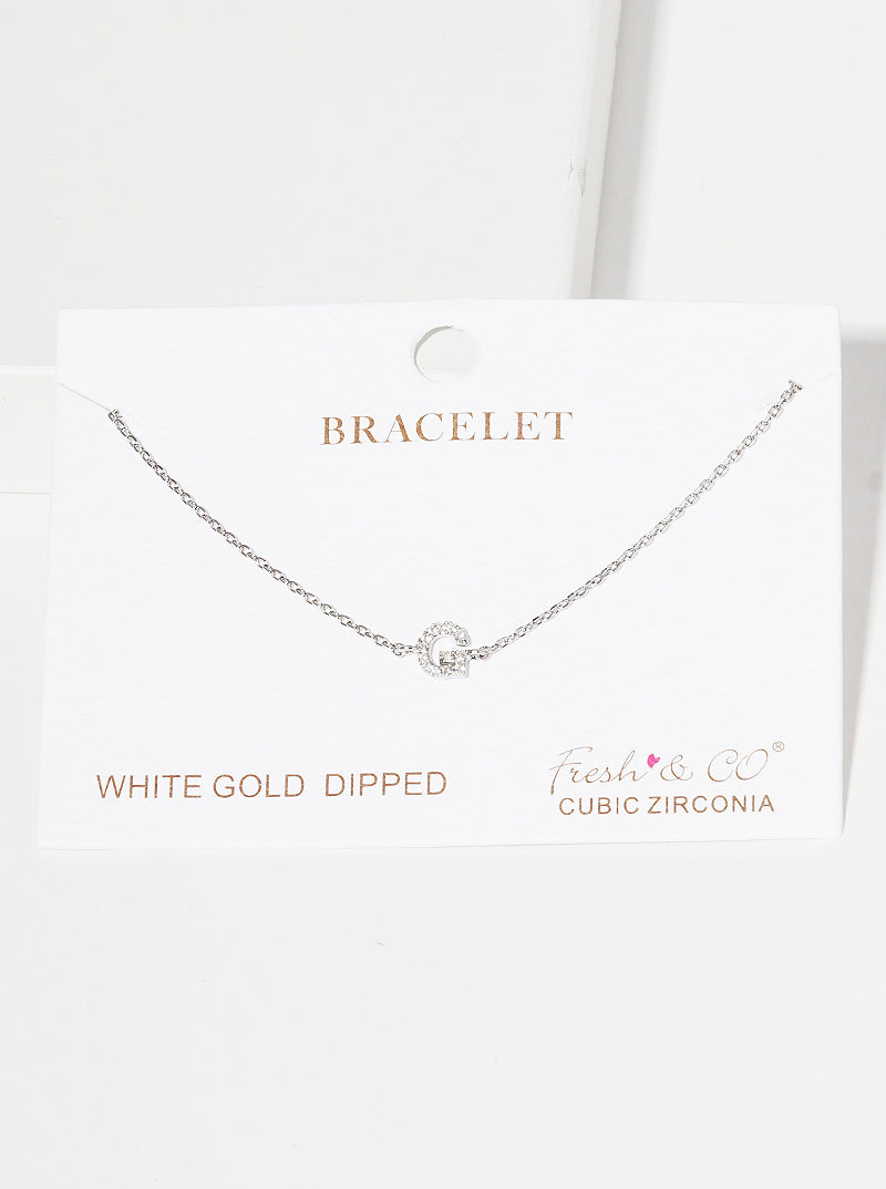18K Gold Dipped Pave Set Cubic Zirconia Initial Bracelet