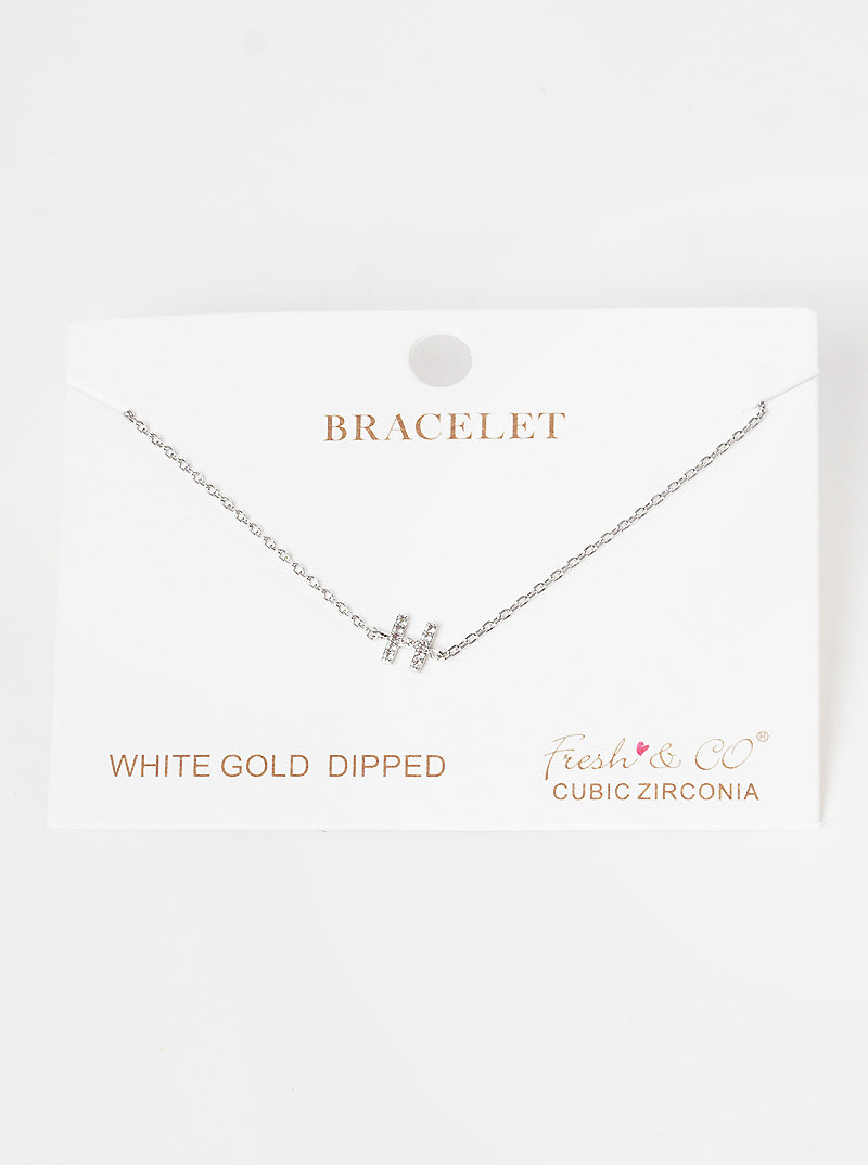 18K Gold Dipped Pave Set Cubic Zirconia Initial Bracelet