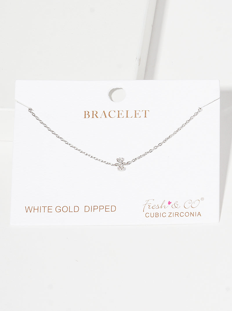 18K Gold Dipped Pave Set Cubic Zirconia Initial Bracelet