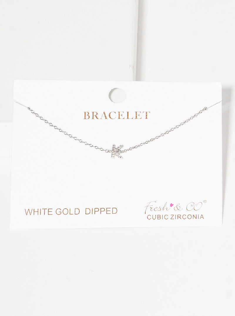 18K Gold Dipped Pave Set Cubic Zirconia Initial Bracelet