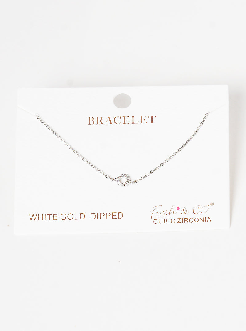 18K Gold Dipped Pave Set Cubic Zirconia Initial Bracelet