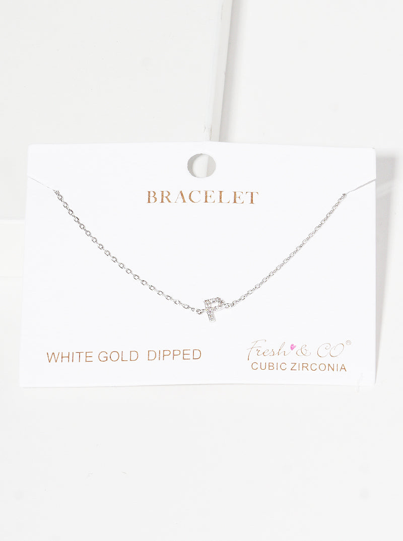 18K Gold Dipped Pave Set Cubic Zirconia Initial Bracelet